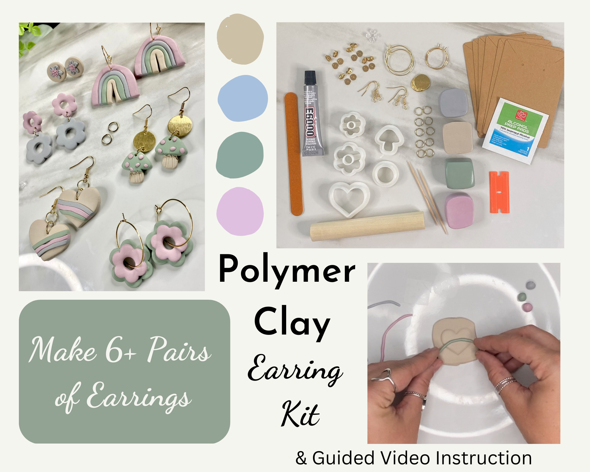 DIY Polymer Clay Earring Kit - TROPICAL EARRING KIT - Makes 6 sets