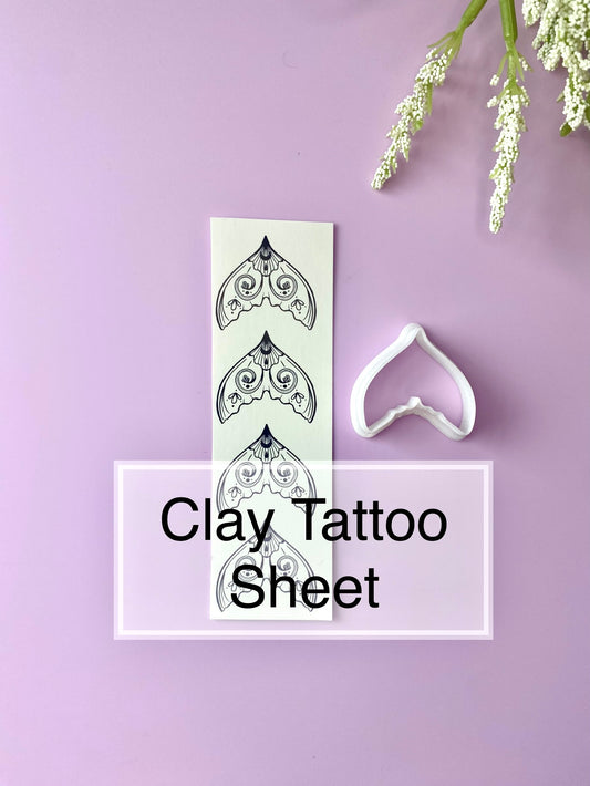 Mermaid - Clay Tattoo Sheet (Laserjet)