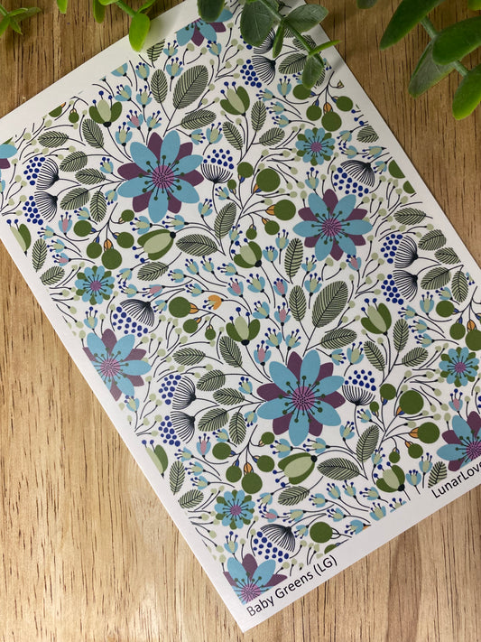 Baby Green Florals - Clay Tattoo Sheet