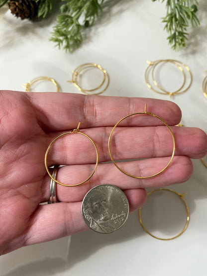 Real Gold Plated Hoops (10 PCS) - Jewelry Findings
