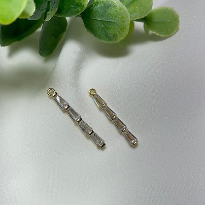 Long Bar CZ 14kt gold plated (2 PCS) - Jewelry Findings