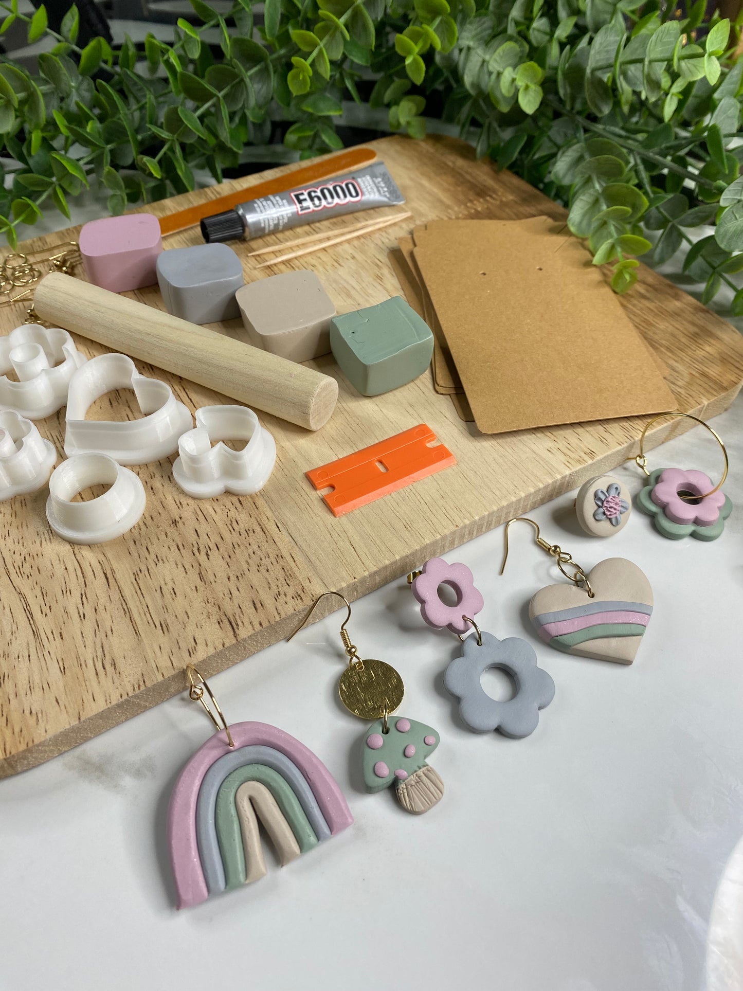 DIY Polymer Clay Earring Kit - SPRING RETRO BOX - Makes 6 sets of Earrings- Guided Video Tutorial