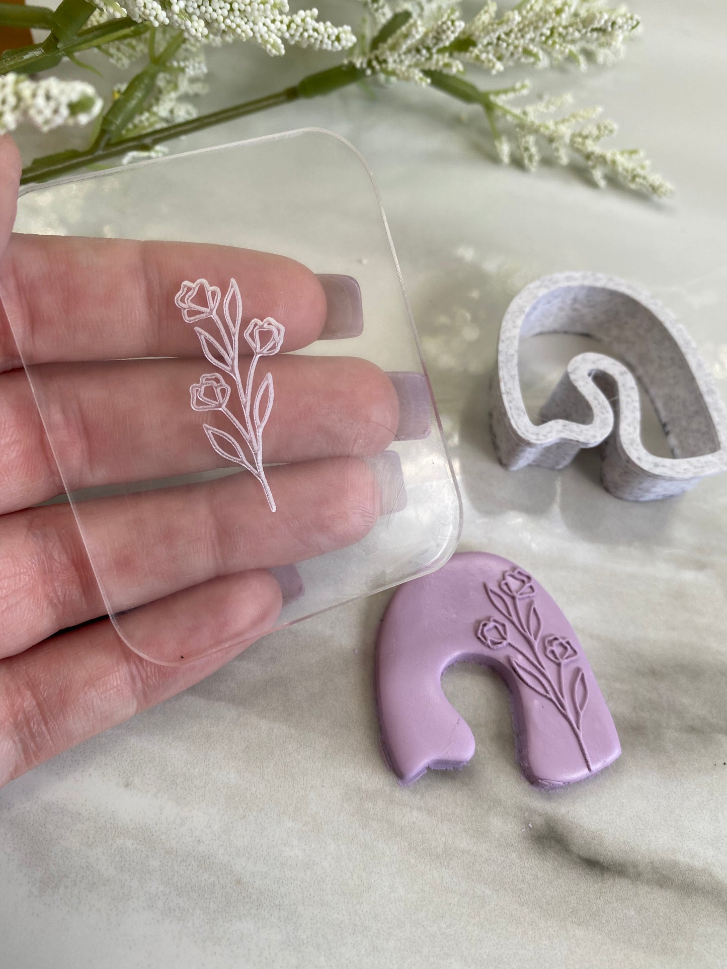 Polymer Clay Texture Stamp - Floral 3