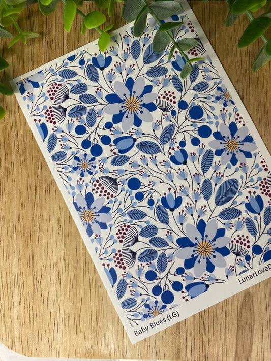 Baby Blue Florals - Clay Tattoo Sheet